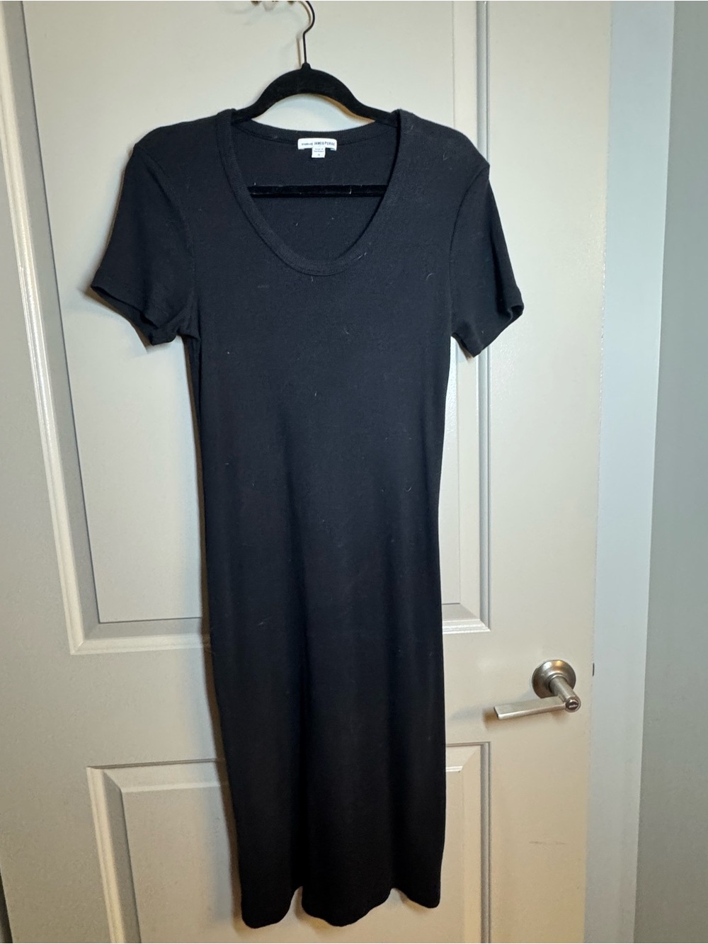 James Perse Black Short-Sleeve Midi Scoop Dress